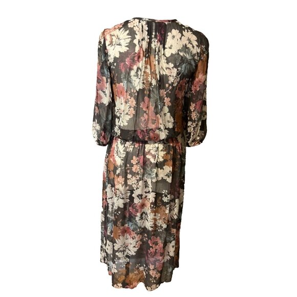 Sundance Dress 6 8 Petite Medium PM 3/4 Long Sleeve Sheer Silk Maxi - Picture 4 of 9